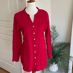 Soft Surroundings Cherry Red Button-Down Shirt